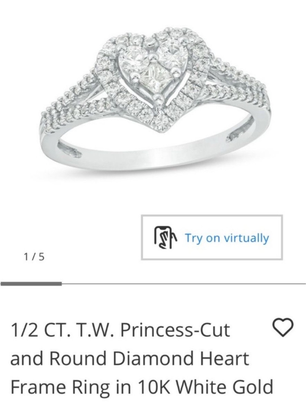 Zales Heart Halo Diamond Ring in Purple Box - Picture 2 of 2
